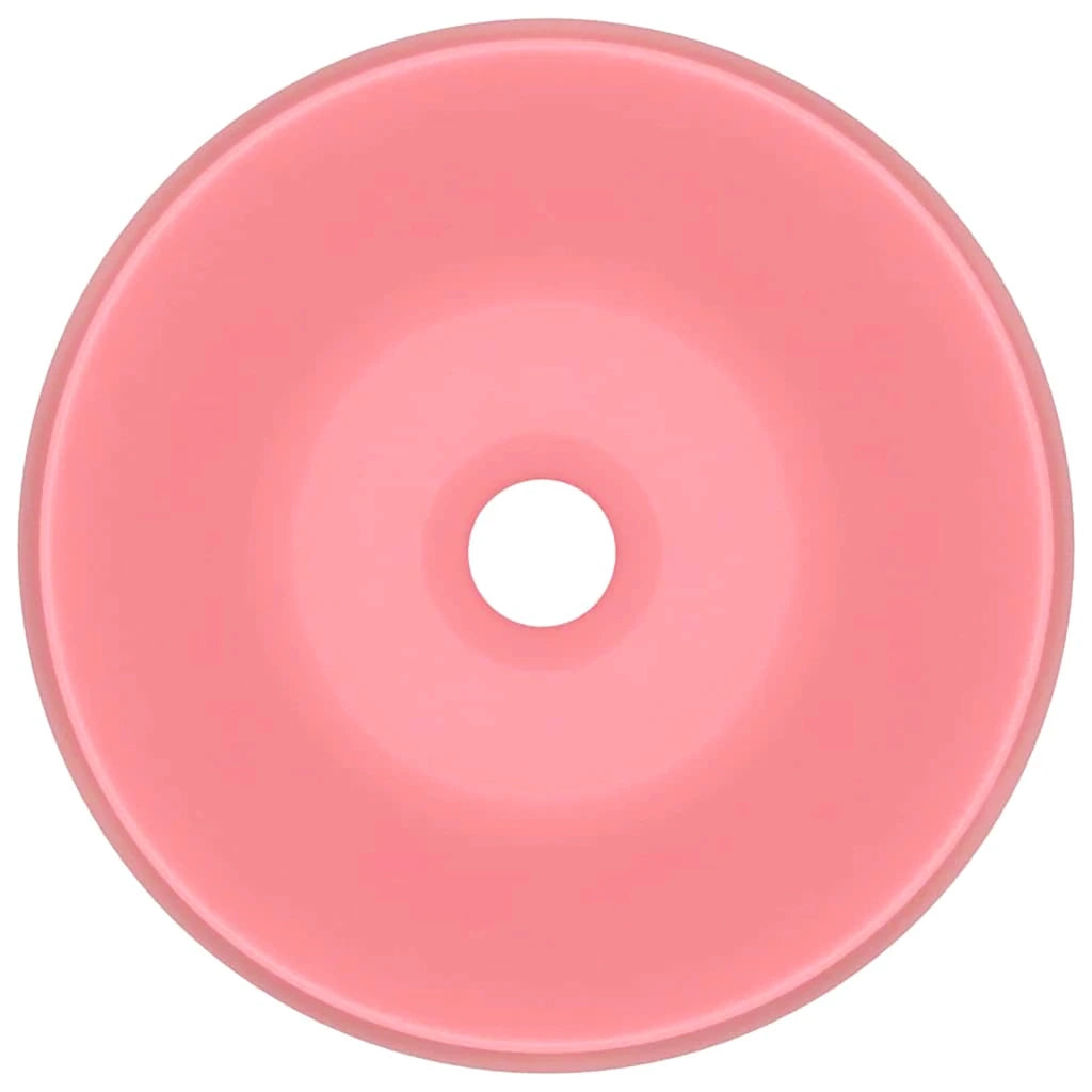 Lavandino Lusso Rotondo Rosa Opaco 40x15 cm in Ceramica 146999