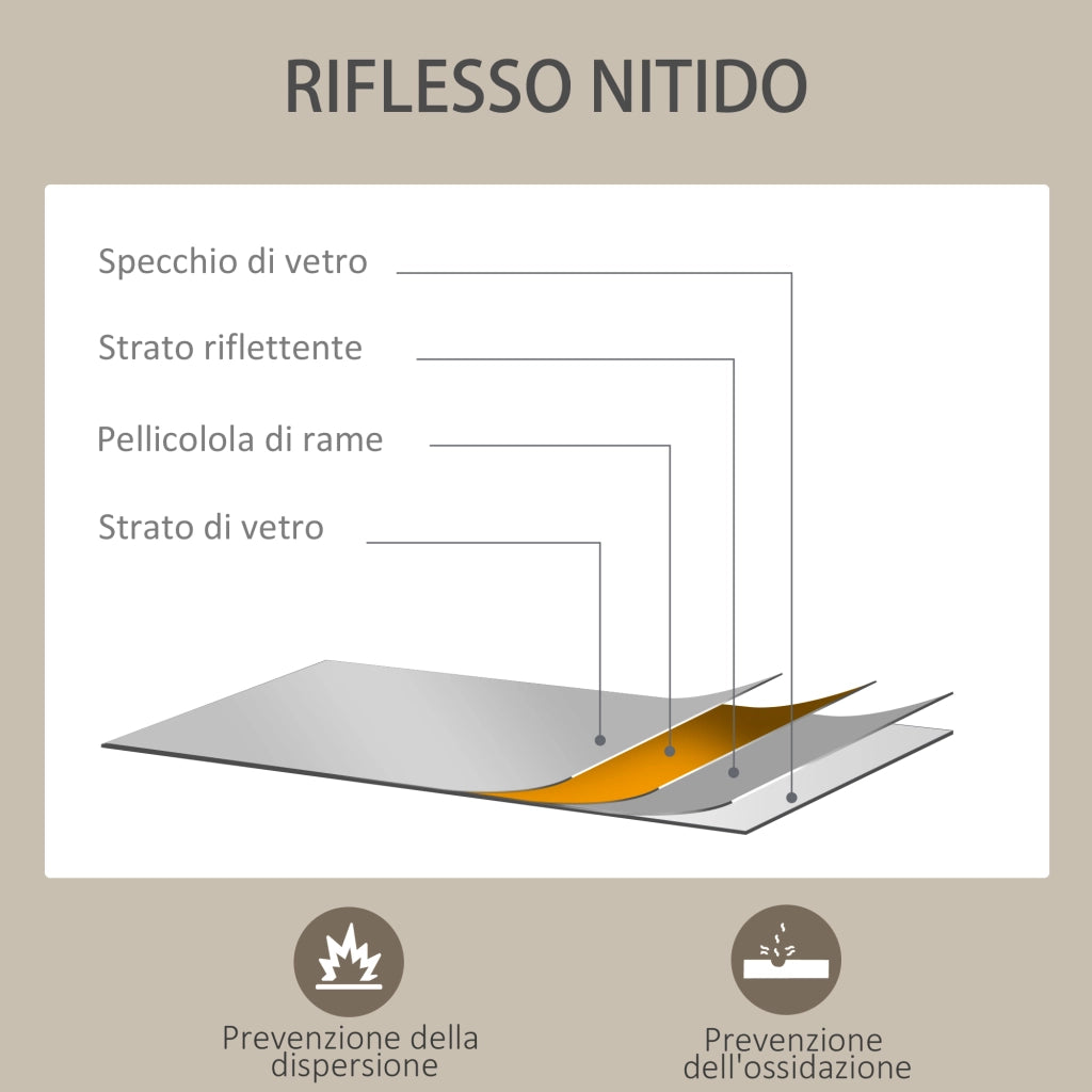 Specchio con Ganci da Parete ¨C zephmum ¨C Vetro e MDF, 60x80 cm, Nero
