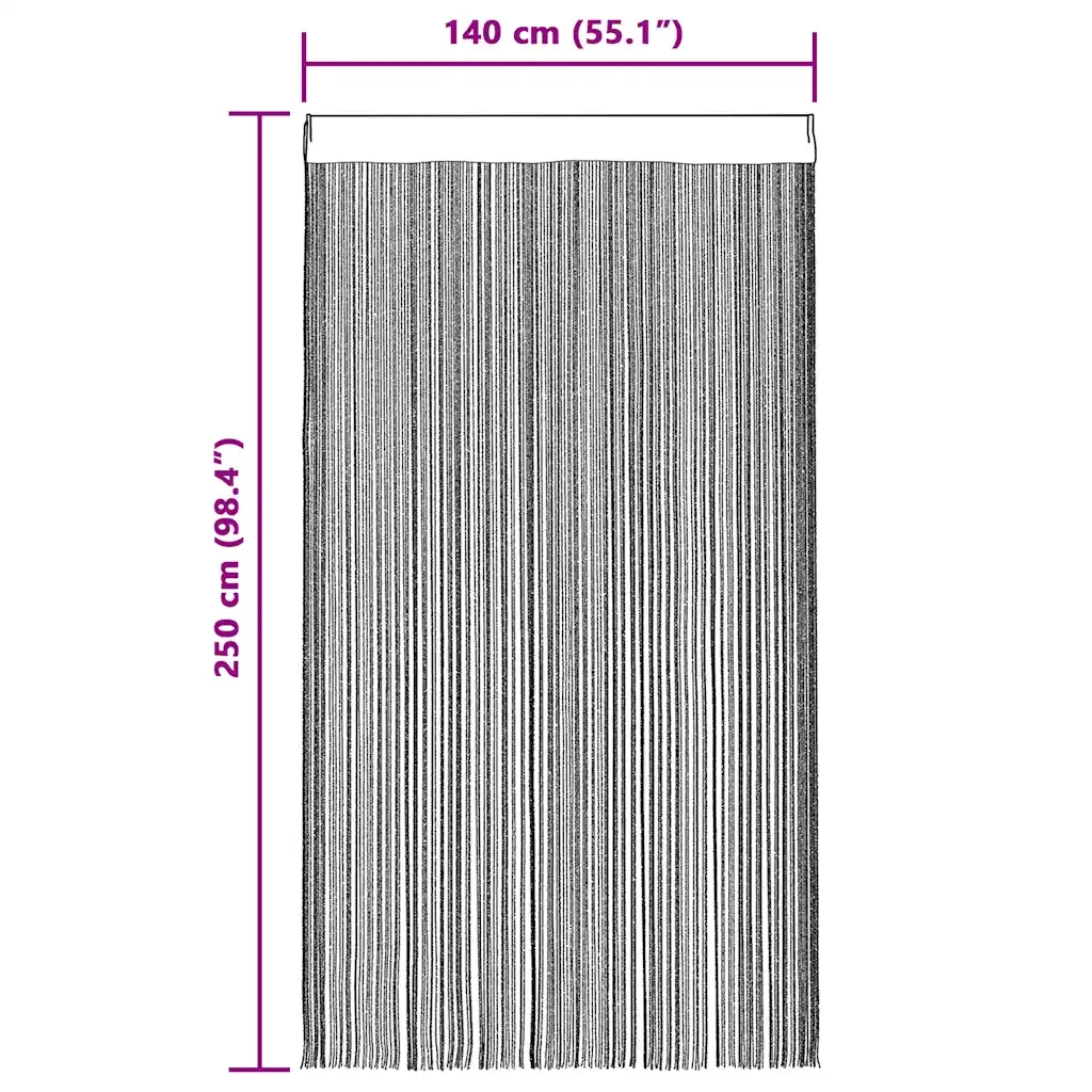 2 pz Tende a Fili 140x250 cm Crema