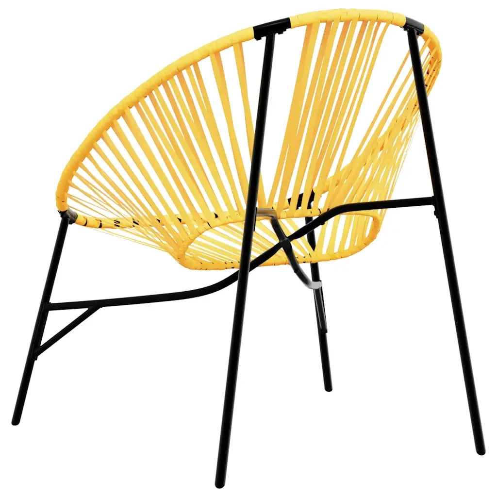 Set di Sedie da Giardino 3 pz | Sedie da Esterno in Polyrattan Nero e Giallo