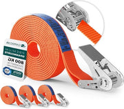 Cintura di sostegno con set di rulli da 4 a 25 mm x 4 m lunga - resistenza alla rottura 800 kg - cinghia di rullo arancione Cinture di sostegno con rulli