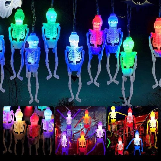 Decorazione da Halloween 15 metri 10 led illuminazione spettrale - Illuminazione scheletrica da Halloween - Catena di luci LED 3D