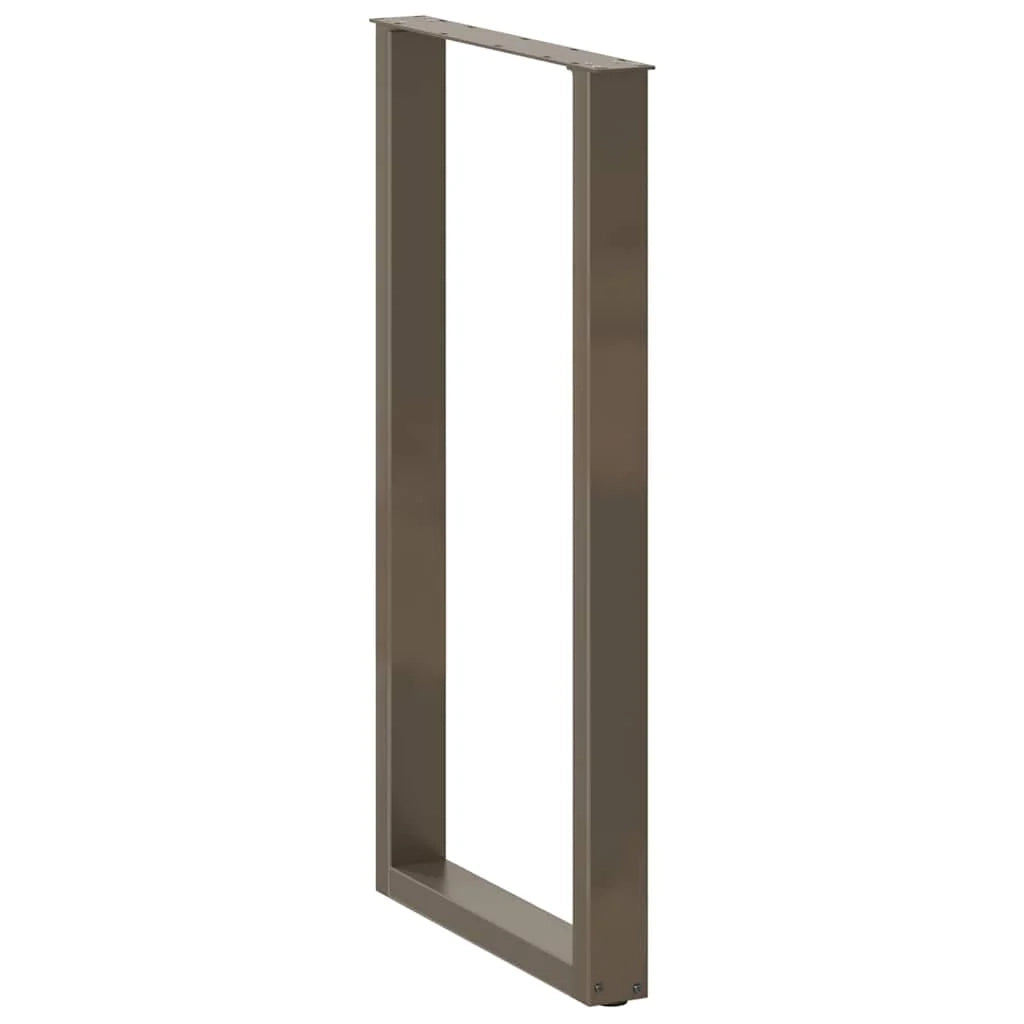 Set di 2 gambe per tavolo da bar a forma di U 60 x 110 cm robuste e moderne con piedini livellatori finitura acciaio naturale 02_0057491
