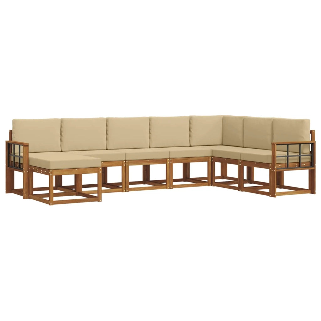 Set di divani da esterno con cuscino 8 pcs Naturale e Beige