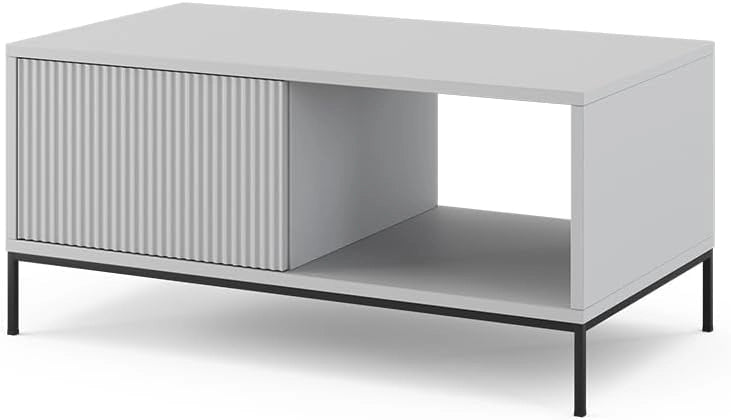 Tavolino Eliza, Grigio, 90 x 50 cm, combinabile con altri mobili della serie Eliza