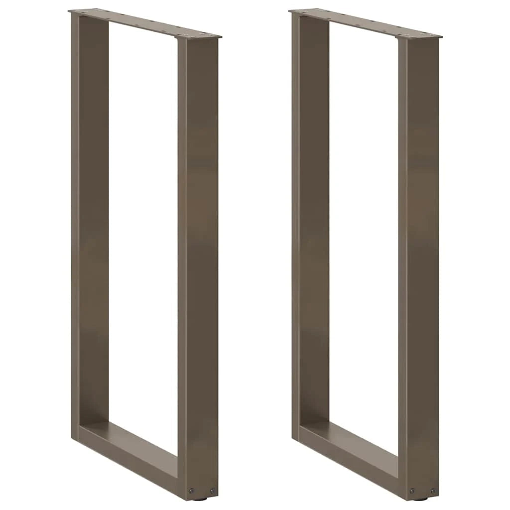 Set di 2 gambe per tavolo da bar a forma di U 60 x 100 cm stabili e moderne in acciaio naturale 02_0057479