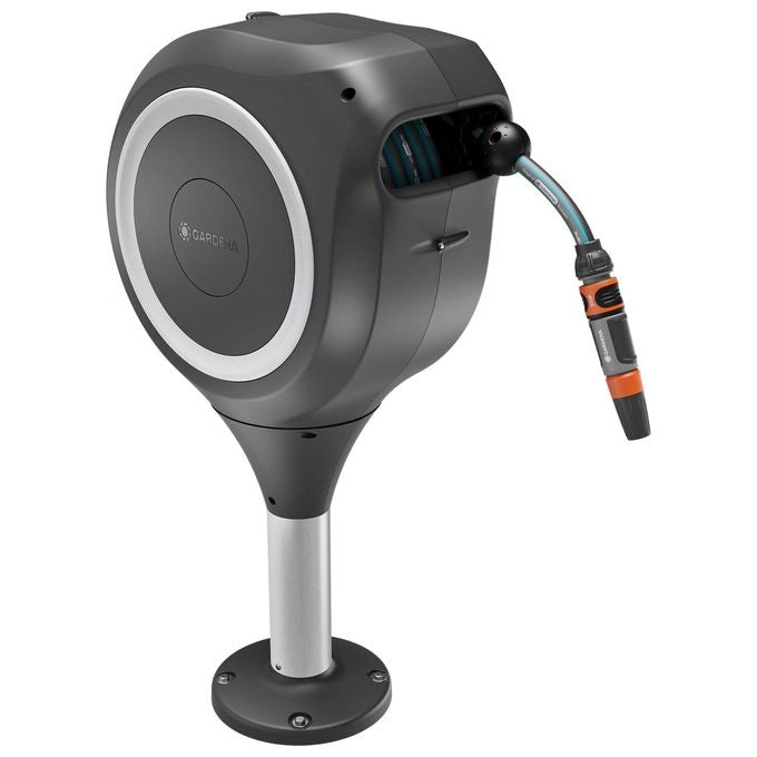 Gardena 18607-20 Avvolgitubo RollUp S per Terrazza con Tubo 15 m Tecnologia RollUp e Riavvolgimento Automatico colore Bianco