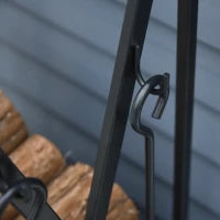 Portalegna da Interno ed Esterno in Acciaio con 4 Attrezzi Inclusi, Capacità 100kg 46x30x76cm Nero