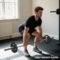 Dischi Pesi con Foro Ø50 mm, 2x15 kg con Anello Interno in Acciaio e Triplo Manico, Nero