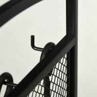 Portalegna da Interno ed Esterno in Metallo con Ganci e 4 Attrezzi Inclusi, 39x39x68cm, Nero