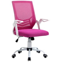 Sedia da Ufficio Ergonomica con Supporto Lombare, Braccioli Pieghevoli, Sedia da Scrivania Girevole in Rete Traspirante con Schienale Reclinabile e Altezza Regolabile, Capacità 120kg, Rosa