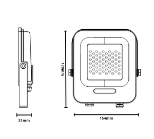 Proiettore led 30 watt slim metallo bianco ip65 equivalente 160 watt temperatura colore lampada 6000k bianco freddo