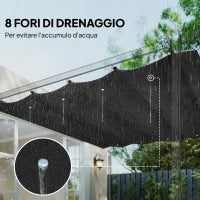 Copertura per Gazebo Pergola con 8 Fori di Drenaggio, in Poliestere UV30+, 286x245 cm, Grigio Scuro