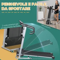 Tapis Roulant Pieghevole con Inclinazione, Tapis Roulant Elettrico Portatile con Schermo LCD, Velocità 1-10 km/h, Ruote, Impugnatura, per Home, Casa e Ufficio, Nero