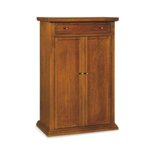 Scarpiera 1 cassetto 2 ante e 3 ripiani arte povera in legno massello e mdf con rifinitura in noce 87x40x110 H