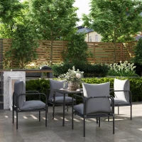 Set da Giardino 5 Pezzi in Acciaio con 4 Sedie 58x58x66 cm e Tavolo 80x80x71 cm con Foro Centrale, Grigio