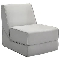 Poltrona Moderna da Pavimento Convertibile in Chaise Longue in Tessuto, Grigio Chiaro