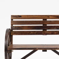 Panchina da giardino, Design a ruote, per 2 persone, 105.5 x 56 x 79 cm, Legno naturale, Marrone Scuro