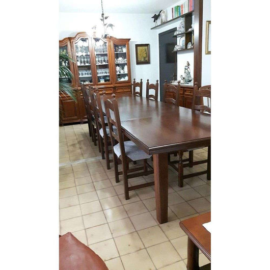 Tavolo da pranzo allungabile con 4 allunghe da 45 fino 360 cm in legno massello e mdf con rifinitura in noce 180x85x75 H chiuso