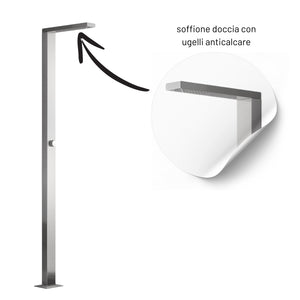 Larice colonna doccia da esterno fissaggio a pavimento per giardino piscina inox *** finitura- spazzolato, confezione 1