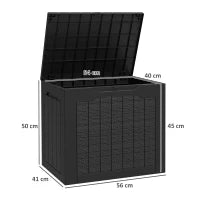Baule da Giardino con Maniglie, Contenitore Porta Attrezzi Impermeabile, 56x41x50 cm, Nero