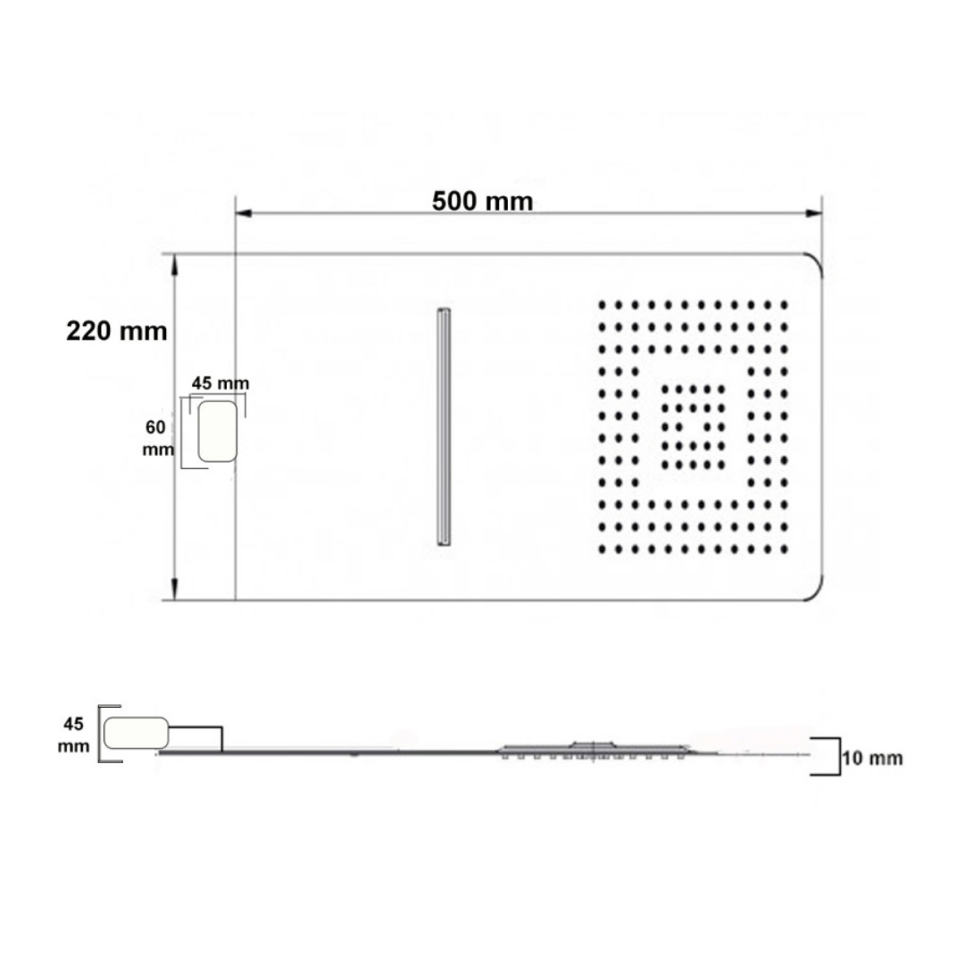 Wall kit a parete da incasso a muro acciaio inox + soffione doccia a parete acciaio inox punta quadrata con cascata