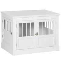 Gabbia per Cani Piccoli Tavolino Moderna con 3 Porte Francese con Chiusura Magnetica 78x53x59,3 cm Bianco