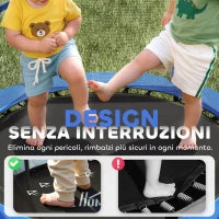 Tappeto Elastico per Bambini con Rete di Sicurezza e Pali Imbottiti Età 3-10 Anni, Ø140 x 190 cm, Blu