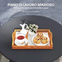 Tavolino da Giardino Rotondo in stile Industriale con Piedini Antiscivolo, in Metallo, Ø70x42 cm, Nero