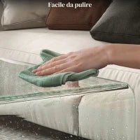 Tavolino in Vetro Temperato Moderno da Salotto con Design Monoblocco, 100x50x35 cm, Trasparente