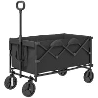 Carrello da Giardino 160L Pieghevole con Manico Regolabile, Capacità 100 kg, 95x55x102 cm, Nero