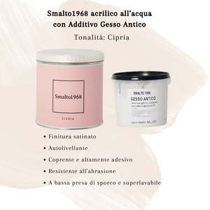 Smalto1968 base acqua gesso antico shabby chic finitura opaca multicolore l 0.5 *** colore- cipria, confezione 1