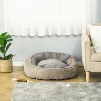 Cuccia per Cani Imbottita con Cuscino e Bordi Rialzati, Rivestimento in Tessuto, 85x85x35cm, Grigio