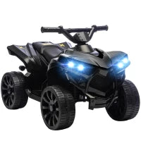 Quad Elettrico 6V per Bambini con Marcia Avanti/Indietro, Musica e LED, Nero