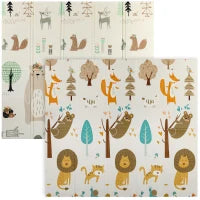 Tappeto per Bambini 0-6 Anni a Tema Bosco con Superficie Impermeabile in XPE Multicolore, 196x176x1.5 cm