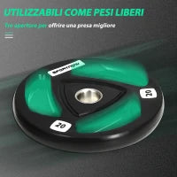 Set di 2 Dischi Pesi da 20kg in Acciaio con Rivestimento in Gomma per Bilanciere