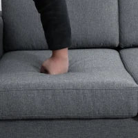 Divano a 3 Posti Relax Salotto con Cuscini 200 × 82 × 78cm Tessuto di Lino Grigio