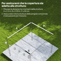Tettuccio di Ricambio per Gazebo da Giardino 3x3 m con 10 Fori, Copertura in Poliestere, Grigio