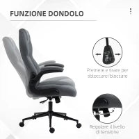 Sedia da Ufficio Ergonomica e Reclinabile ad Altezza Regolabile, 65.5x69.5x112-122 cm, Grigio Scuro