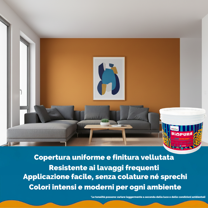 Pittura murale super lavabile coprente per interni popintenso *** formato 2.5 lt, colore- terra viva, confezione 1