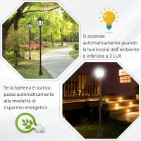Lampione da Esterni con 6 Luci LED Accensione Automatica Impermeabile