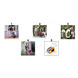 Passeggino per animali 5 in 1 max 8 kg pet rolling combo cani gatti e piccoli animali arancione