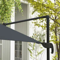 Ombrellone Decentrato Quadrato Inclinabile a 360°, Manovella, Base a Croce, Struttura in Alluminio, 3L x 3l x 2,6H m, Grigio Scuro