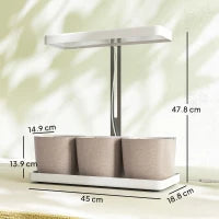 Lampade per Pianta da 42 Luci LED con 3 Vasi, Timer e Illuminazione Regolabile, 45x18.8x47.8 cm, Bianco