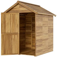 Casetta da Giardino in Legno 1.8x2m con Porta Doppia, Finestra e Base Inclusa, Colore Legno