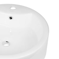 Lavabo da appoggio ceramica bianco tondo lavandino arredo bagno 49x49x15,5 cm *** confezione 1