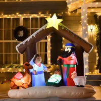 Presepe di Natale Gonfiabile 183cm con 5 Luci LED e Gonfiatore Integrati, Decorazione Natalizia da Esterno
