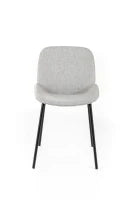 E-STYLO Sedia da pranzo in tessuto grigio chiaro e gambe in metallo nero, 57cm X 46cm H. 80cm.