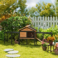 Gabbia per Conigli a 2 Piani in Legno Massiccio, 217x53x86 cm, Giallo