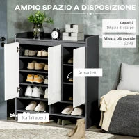 Mobile Scarpiera da Ingresso in Truciolato per 19 Scarpe con Ripiani Regolabili, 90x32x100 cm